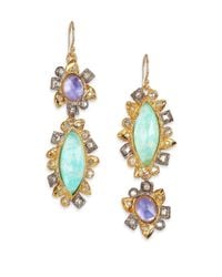 Alexis Bittar | Green Elements Moonlight Amazonite, Mother-Of-Pearl & Crystal Doublet Reversed Drop Earrings | Lyst