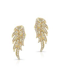 Anne Sisteron - 14kt Yellow Gold Diamond Wing Stud Earrings - Lyst