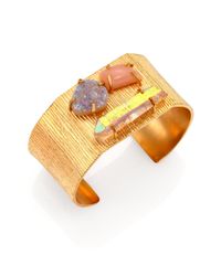 Kelly Wearstler | Metallic Honolua Peach Moonstone, Druzy & Crystal Cuff Bracelet | Lyst