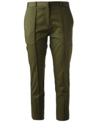 Lyst - Victoria, Victoria Beckham Cropped Tapered Trousers in Green