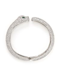 CZ by Kenneth Jay Lane | Metallic Cubic Zirconia Pavé Leopard Head Bangle | Lyst