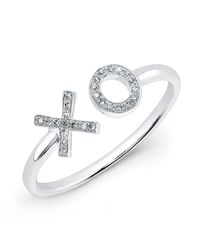 Anne Sisteron - Metallic 14kt White Gold Diamond Xo Ring - Lyst