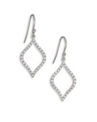 Mija | Metallic White Sapphire Pavé Marquis Drop Earrings | Lyst