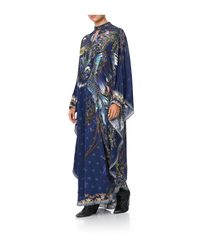 Camilla Blue Kaftan W/ High Collar Stand