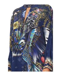Camilla Blue Kaftan W/ High Collar Stand