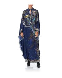 Camilla Blue Kaftan W/ High Collar Stand