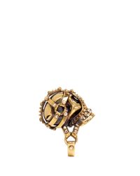 Alexander McQueen | Metallic Brass Harness Skull Ring | Lyst