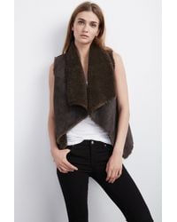 Velvet By Graham & Spencer - Brown Analucia Faux Fur Vest - Lyst