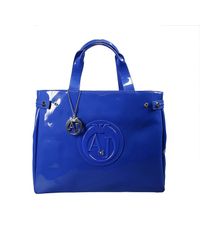 Armani Jeans | Blue Handbag Borsa Patent Shopping Grande | Lyst