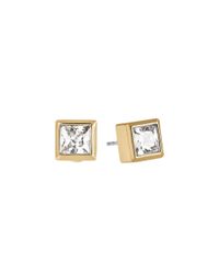 Michael Kors | Gold Square Cubic Zirconia Stud Earrings | Lyst