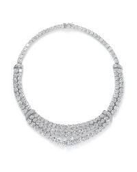 CZ by Kenneth Jay Lane | Metallic Round Cut Cubic Zirconia Layer Necklace | Lyst