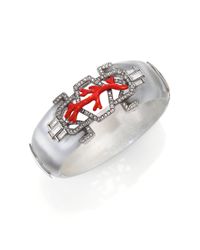 Alexis Bittar | Metallic Coral Deco Lucite, Crystal & Enamel Baguette Bangle Bracelet | Lyst