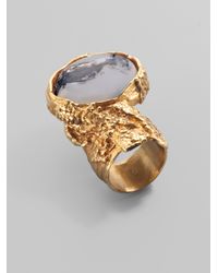 Saint Laurent | Metallic Goldtone Arty Ovale Ring | Lyst