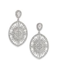 Adriana Orsini | Metallic Radiance Pavé Oval Drop Earrings/silvertone | Lyst