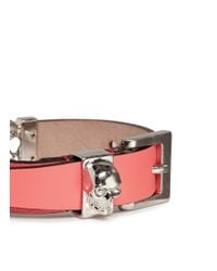 Alexander McQueen | Pink Chain And Skull Leather Bracelet | Lyst