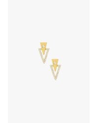 7 For All Mankind | Metallic Gorjana Shimmer Triangle Double Stud Earrings In Gold | Lyst
