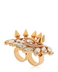 Mawi | Metallic Crystal Cluster Double Finger Ring | Lyst