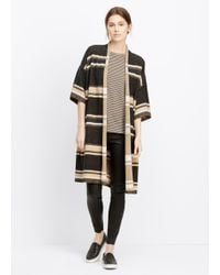 Vince | Black Wool Cashmere Texture Stripe Short Sleeve Open Front Cardigan | Lyst