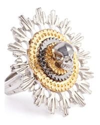 Alexander McQueen | Metallic Skull And Flower Ring | Lyst