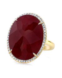 Anne Sisteron - Red 14kt Yellow Gold Ruby Diamond Oval Cocktail Ring - Lyst