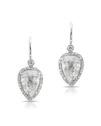 Anne Sisteron - Metallic 14kt White Gold Raw Diamond Pear Earrings - Lyst