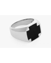 Tateossian - Metallic Octagonal Ring In Silver With Black Agate for Men - Lyst