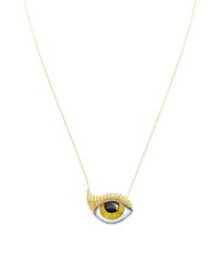 Lito | Metallic Gold And Canary Diamond Eyelash Teardrop Necklace | Lyst
