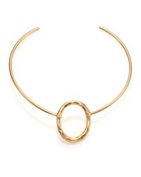 Tory Burch | Metallic Hammered Oval Collar Necklace | Lyst
