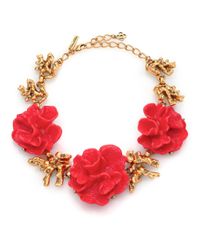 Oscar de la Renta | Red Coral Flower Necklace | Lyst