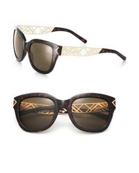 Tory Burch | Brown Chevron Arm 53mm Square Sunglasses | Lyst