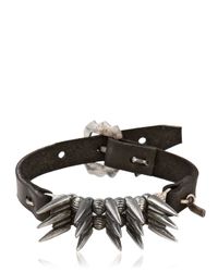 Emanuele Bicocchi | Metallic Small Spike Silver & Leather Bracelet for Men | Lyst