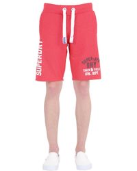 Superdry | Red Cotton Blend Jogging Shorts for Men | Lyst