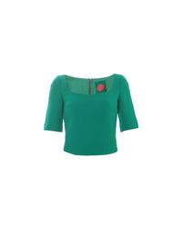 Ultrachic - Green Wool Crepe Top - Lyst