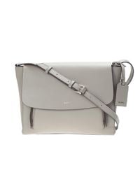 DKNY | Gray Grey Leather Greenwich Messenger Bag | Lyst