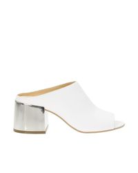 MM6 by Maison Martin Margiela - White Leather Shoes With Chunky Heels - Lyst