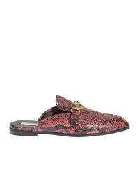 Stella McCartney - Black And Red Faux Python Loafers Sabot - Lyst