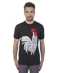 Dolce & Gabbana | Black Cotton T-shirt With Cockerel Print for Men | Lyst