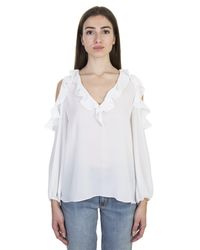 Alice + Olivia - White Crepe Blouse With Ruffles - Lyst