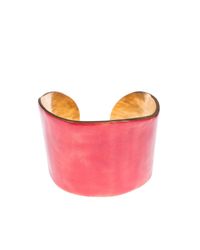 Little Woman Paris - Metallic Gold Metal And Rubin Red Resin Bangle - Lyst