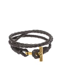 Tom Ford - Brown Leather Bracelet With Gold Closure - Lyst