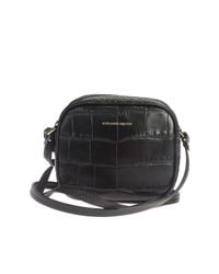 Alexander McQueen - Black Croc Effect Leather Crossbody Bag - Lyst