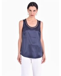 Brunello Cucinelli - Blue Silk Blouse - Lyst