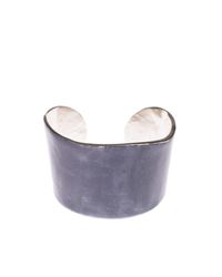 LITTLE WOMAN PARIS - Metallic Silver Metal And Grey Resin Bangle - Lyst
