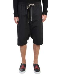 Rick Owens - Black Low Crotch Cotton Shorts for Men - Lyst