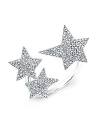 Anne Sisteron - Metallic 14kt White Gold Diamond Triple Star Ring - Lyst