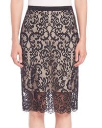 Elie Tahari | Black Violet Lace Pencil Skirt | Lyst