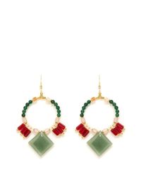 Scho | Multicolor Jade Rhombus Crystal Hoop Earrings | Lyst