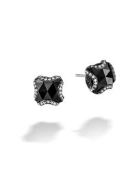 John Hardy | Classic Chain Stud Earring, Black Chalcedony And Diamonds | Lyst