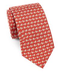 Ferragamo | Red Rooster Print Silk Tie for Men | Lyst