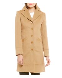 Katherine kelly Single Breasted Notch Collar Cashmere Coat in Natural ...